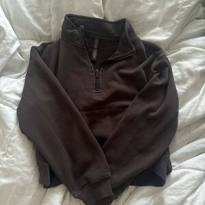 Half-Zip Pullover Sweater - Dark Brown